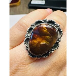 Sterling fire agate ring.
